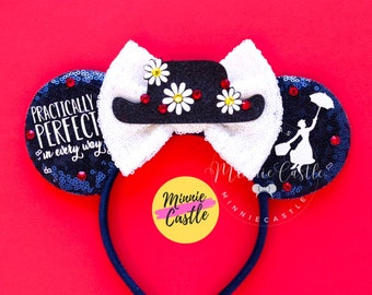 Mary Poppin ears, Mickey ears, Mouse ears, Mary Poppin Mickey ears, Minnie Ears Headband, Characters Ears, Mary Poppin Mouse ears