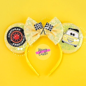 Luigi Mouse Ears, Mickey Ears, Racing Cars Minnie Ears, Mouse Ears Headband for Girls & Women,  Characters Ears, Yellow Cars Mouse Ears