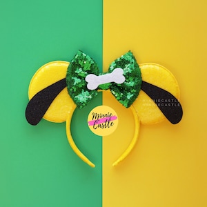 Playful Puppy Mouse Ears Headband with Bow by Minnie Castle, Cartoon Character Ears