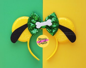 Playful Puppy Mouse Ears Headband with Bow by Minnie Castle, Cartoon Character Ears