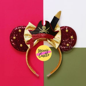 Pirates Ears, Mickey Ears, Pirates Mickey Ears, Caribbean Mouse Ears, Minnie Ears, Captain Hook Mickey Ears, Mouse Ears Headband