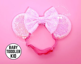 Minnie ears for Babies, Pink Mickey ears for toddlers, Mouse Ear with Adjustable Elastic headband, Birthday Gift for Kids, Magic World Trip