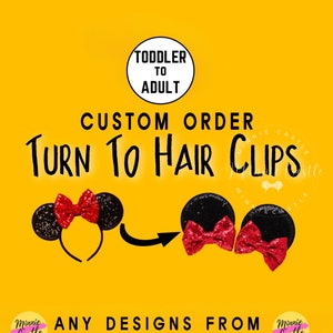 Mickey Ears, Custom Mickey Ears Hair Clips, Adult Minnie Ears, Minnie Ears Hair Clips, Mouse Ears Hair Clips, -SEQUIN Ears Only-