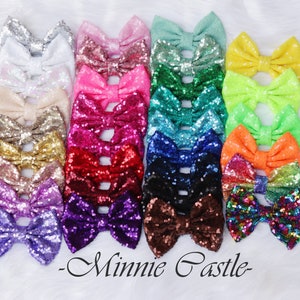 set of 5 Large 5 Inch Sequin Bows, Sequin Bows DIY, Bulk Wholesale Sequin Bows, 5&quot; Glitter Bows, Choose Color, Sequin Shiny Messy Bow 5&quot;