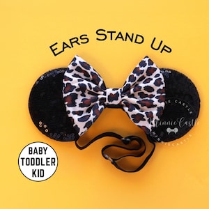 Cheetah Mickey Ears with Elastic Headband, Mickey Ears, Minnie Ears, Baby Toddlers Minnie Ears, Safari Mouse Ears, Animal Kingdom Ears