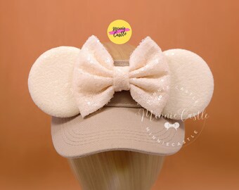 Mickey Visor, Mickey Ears, Beige Mickey Ears Visor, Ivory Minnie Ears, Mickey Ears Hat, Minnie Ears, Mouse Ears Visor, Minnie Ears Hat