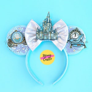 Blue Castle Princess Mouse Ears, Princess Cosplay or Birthday Headband Mickey Ears, Cinderella Inspired Ears for Adults & Kids, Minnie Ears