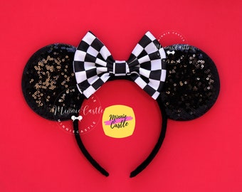 Cars ears, Mickey Ears, Cars Mickey Ears, Minnie Ears, Race Cars flag Mouse Ears, Mouse Ears headband, Mickey Ears, Characters Ears,