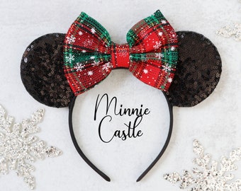 Christmas Minnie ears, Christmas ears, Christmas Mickey ears, Winter Minnie ears, Christmas Disney ears, holiday ears, Minnie ears