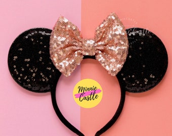 Rose Gold Mickey Ears, Mickey Ears, Minnie Ears, Rose Gold Mouse Ears, Mouse Ears Headband, Rose Gold Black Ears, Mickey Ears, Mickey Ears