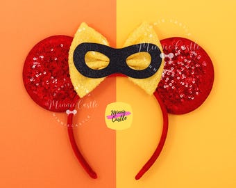 Incredible Mouse Ears, Mickey Ears, Minnie Ears, Black Mask Ears, Mouse Ears Headband, Characters Ears for Adults and Kids