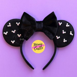Mickey crystals Minnie ears, Mickey Ears, Minnie Ears, Mickey Pearls Ears, Black Mouse ears, Mickey Ears, Velvet Mouse Ears headband