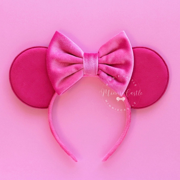 Mickey Ears, Pink Mickey Ears, Velvet Mouse Ears, Minnie Ears, Mouse Ears Headband, Pink Minnie Ears, Mickey Ears, Velvet Mickey Ears