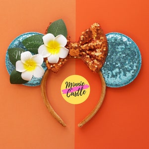 Moanas Mickey Ears, Flowers Mouse Ears, Mickey Ears, Moanas Ears, Minnie Ears, Mouse Ears headband, Princess Ears, Mickey Ears