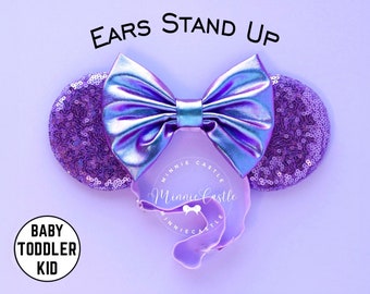 Mickey Ears for Toddlers, Baby Minnie Ears, Mickey Ears, Purple Mouse Ears, Minnie Ears, Mouse Ears with Elastic Headband, Mickey Ears Kids