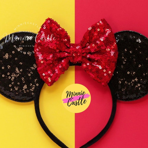 Minnie mouse ears, red Minnie ears, Minnie ears, Classic red Minnie mouse Disney ears, mouse ears, Disney ears, Red bow Mickey ears