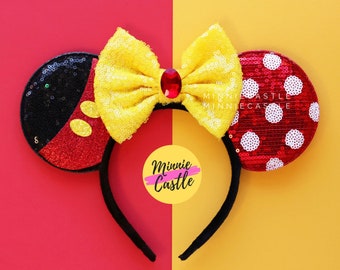 Mickey Ears, Minnie Ears, Red white polka dots Mickey ears, Mouse Ears Headband, Mickey pants ears, Disney ears , Characters Ears, Mouse Ear