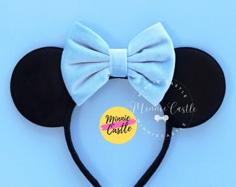 Mickey oren, baby blauwe strik Mickey oren, fluwelen strik muis oren, Minnie oren, fluwelen Mickey oren, Minnie oren, muis oren hoofdband