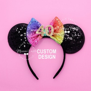 Birthday Mouse Ear, 40th Birthday Mickey ears, Custom Age Minnie ears, Mouse Ears Headband for All Ages, 30th Birthday, 21st Birthday Gift
