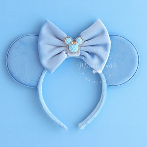 Mickey Ears, Sky Blue Mickey Ears, Velvet Mouse Ears, Minnie Ears, Minnie Charm Mickey Ears, Sky Blue Ears, Minnie Ears, Mouse Ears Headband