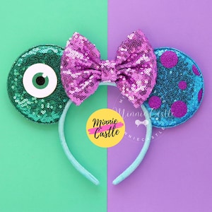 Monsters Ears, Mickey Ears, Monsters Mickey Ears, Minnie Ears, Mouse Ears Headband, Mike and Sully Inspired  ears, Characters Ear