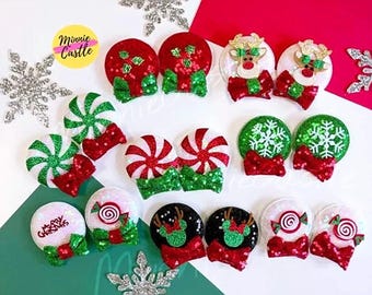 Weihnachten Micky Ohren Haarspangen, Minnie Ohr Urlaub Haarschmuck für Kinder Erwachsene, Glitzer Weihnachtsmaus Ohren Haarspangen als Geschenk