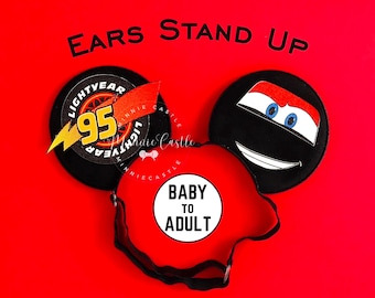 Speedy Racer Black Mouse Ears Elastic Headband for Baby Boys to Men | No Bow Racing Costume