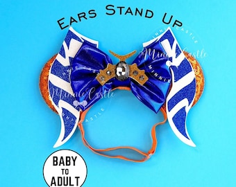 Togruta Mouse Ears Elastic Headband | Blue White Orange Sequin Sci Fi Galaxy Warrior Gift Kid for Adults | Theme Park Accessory