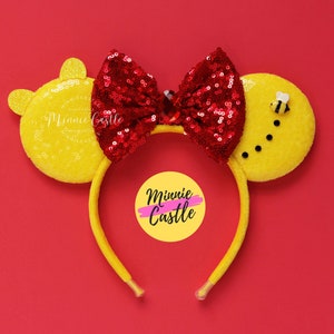 Honey Pooh Bear Ears, Mickey Ears, Bear Mickey Ears, Minnie Ears, Mouse Ears Headband, Bear and Honey Pot Ears, Characters Ears