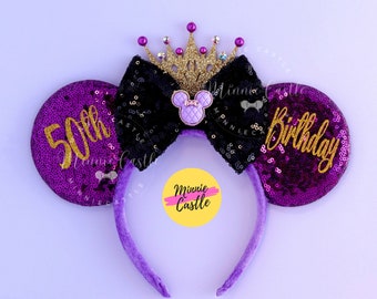 Birthday Girl Ears, Birthday Mickey Ears, 50th Birthday Ears, Minnie ears, Birthday Ears, 50th Birthday Mickey Ears, Mouse ears headband