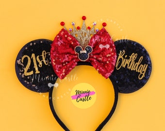 Birthday Girl Ears, Birthday Mickey Ears, 21st Birthday Ears, Minnie ears, Birthday Ears, 21st Birthday Mickey Ears Mouse ears headband