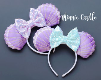 Seashells Mermaid Ears, Mickey ears, Mermaid Mickey ears, Minnie Ears, Scale Mickey Ears, Under the Sea Mermaid ears, Minnie ears