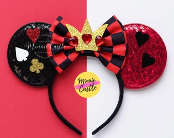 Queen of hearts ears, Minnie mouse ears, Minnie ears Queen of hearts , Mickey ears, Mickey mouse ears, Villains, Queen Of Hearts headband