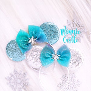 Ice Princess Mickey ears, Minnie Ears, Ice Queen Mouse ears, Mouse Ears Headband, Characters Ears for Adults and Kids, Girl Birthday Gift