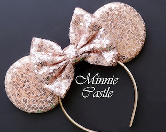 Rose gold Ears, Mickey ears, Minnie ears, Rose Gold Mouse ears, Mouse Ears Headband, Rose gold Mickey Ears, Sequin Mouse Ears, Mickey Ears