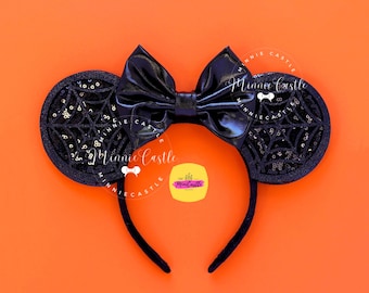 Black Spider Web Halloween Ears | Gothic Mouse Ears Headband Family Costume Gift | Kids Adults