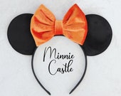 Black and Orange Halloween Minnie Ears, Halloween Ears, Halloween Velvet Minnie Ear, Velvet Disney Ears, Velvet Mickey ears