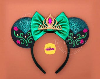 Royal Sister Mouse Ears | Coronation Crown Headband | Emerald Green Princess Costume | Kids Adults