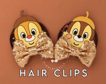 Chipmunk Mickey Ears, Mickey Ears Hair Clips, Mickey Ears, Minnie Ears Hair Clips, Mouse Ears Hair Clips, Mickey Ears