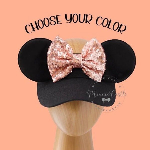 Mickey Visor, Minnie Ears Visor, Mickey Ears, Mickey Ears Hat, Women Mouse Visor with Bow, Mouse Ears Visor, Minnie Ears Hat