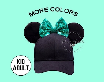 Mickey Ears Hat, Mickey Ears Baseball Cap, Minnie Ears Hat with Bow, Mickey Ears Baseball Cap, Mouse Ears  Adults and Kids, Minnie Ears Hat