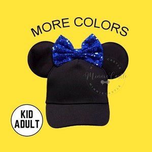 Mickey Ears Hat, Mickey Ears Baseball Cap, Minnie Ears Hat with Bow, Mickey Ears Baseball Cap, Mouse Ears  Adults and Kids, Minnie Ears Hat