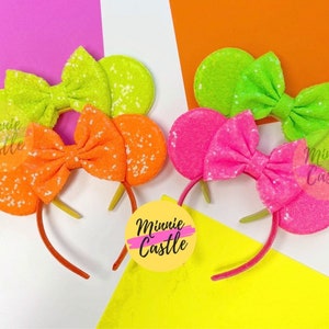 Mouse Ears Neon Headband Mickey Minnie Sequin Ears Kids & Adults
