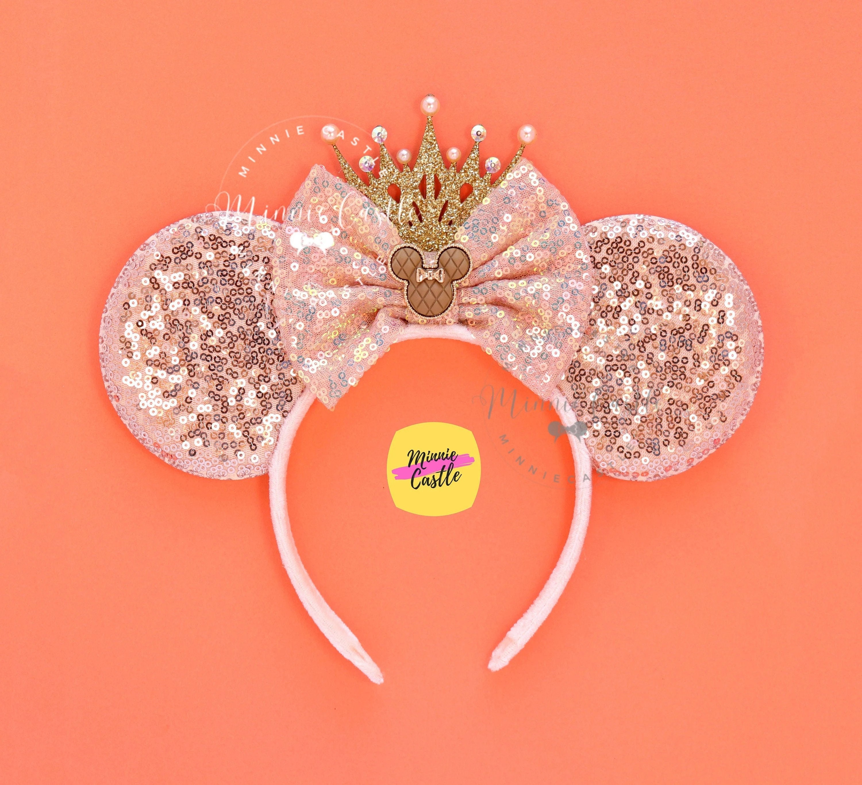 Pink Mickey Ears With Gold Crown, Mickey Ears, Minnie Ears 