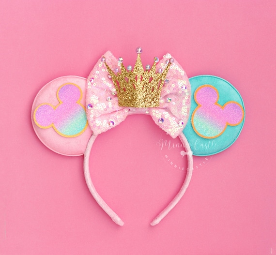 Princess Gold Crown Mouse Ears: Pastel Mickey Sequin  display picture 1