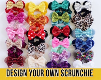 Minnie ears Scrunchie, Mickey Ears Scrunchies, Mickey Scrunchies, Mouse Ears Scrunchie, Mouse Ears Scrunchies, Custom Color Ears