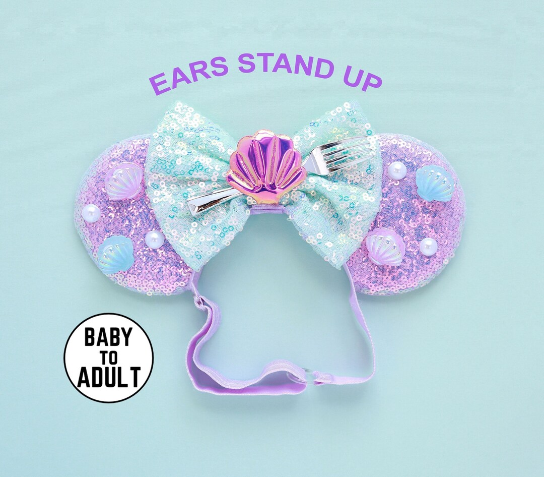 Disney Ear Shell Mermaid Mickey Ears, Shell Mouse Ears, Adult Women Minnie Ears With ...