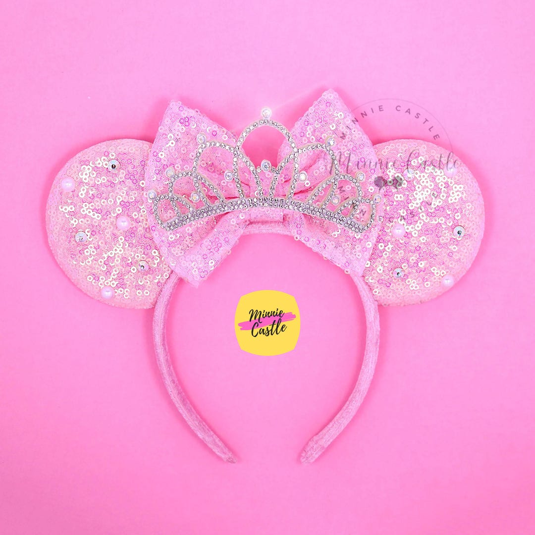 Pink Sequin Mouse Ears With Tiara: Birthday Princess Mickey  display picture 2