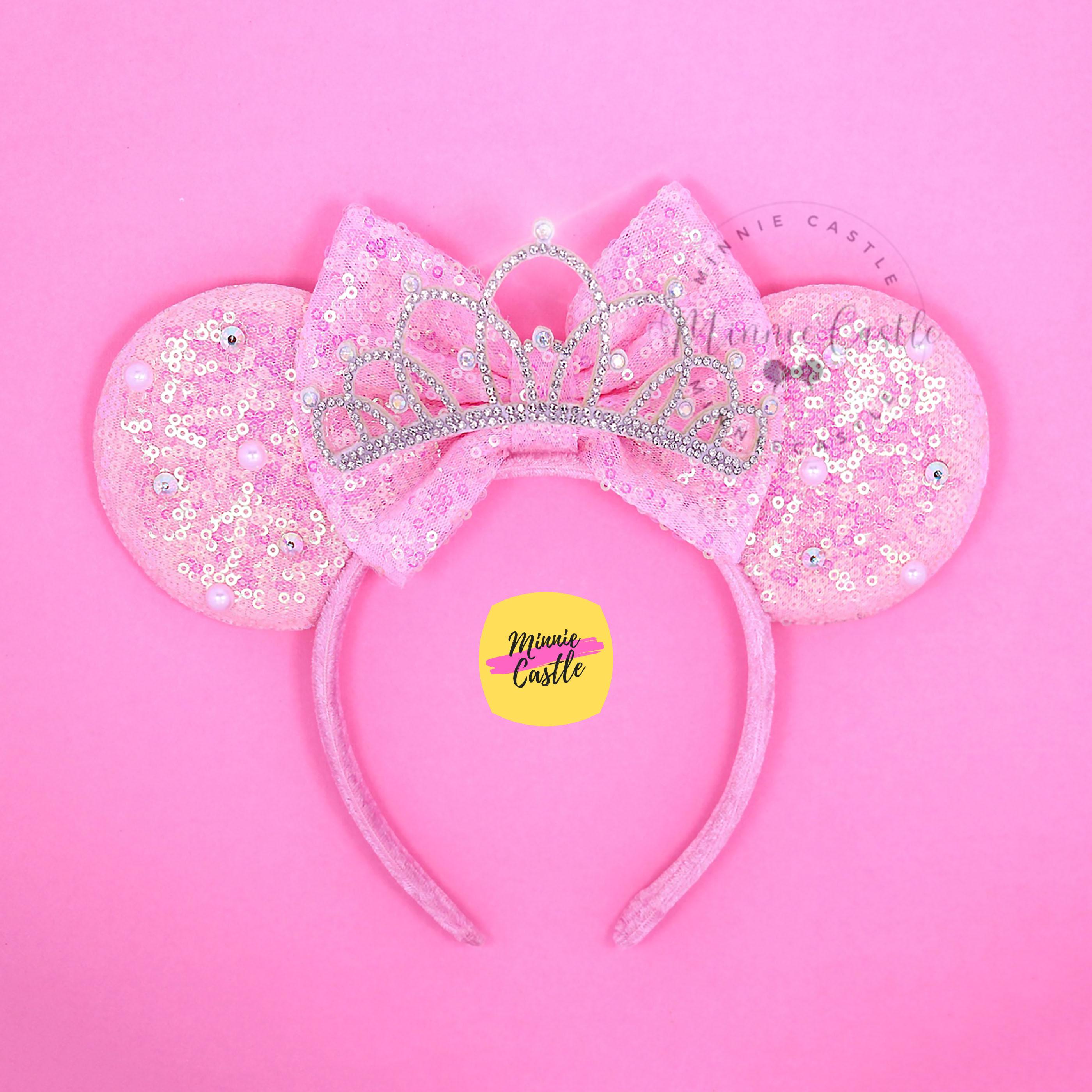 Disney Pink Sequin Ears with Silver Tiara SOLD‼️ $30 CLAIM BELOW ?? Pink sequin Minnie Mouse ears  main image 3