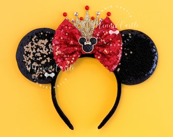 Glittery Gold and Black Bow Mickey Ears New Year main image 4